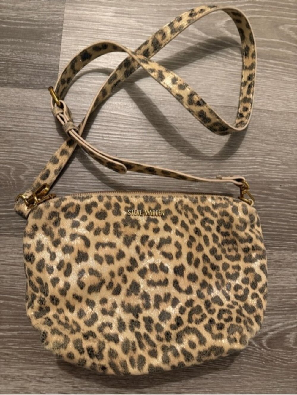 Steve Madden Leopard Print Crossbody in Tan and Black